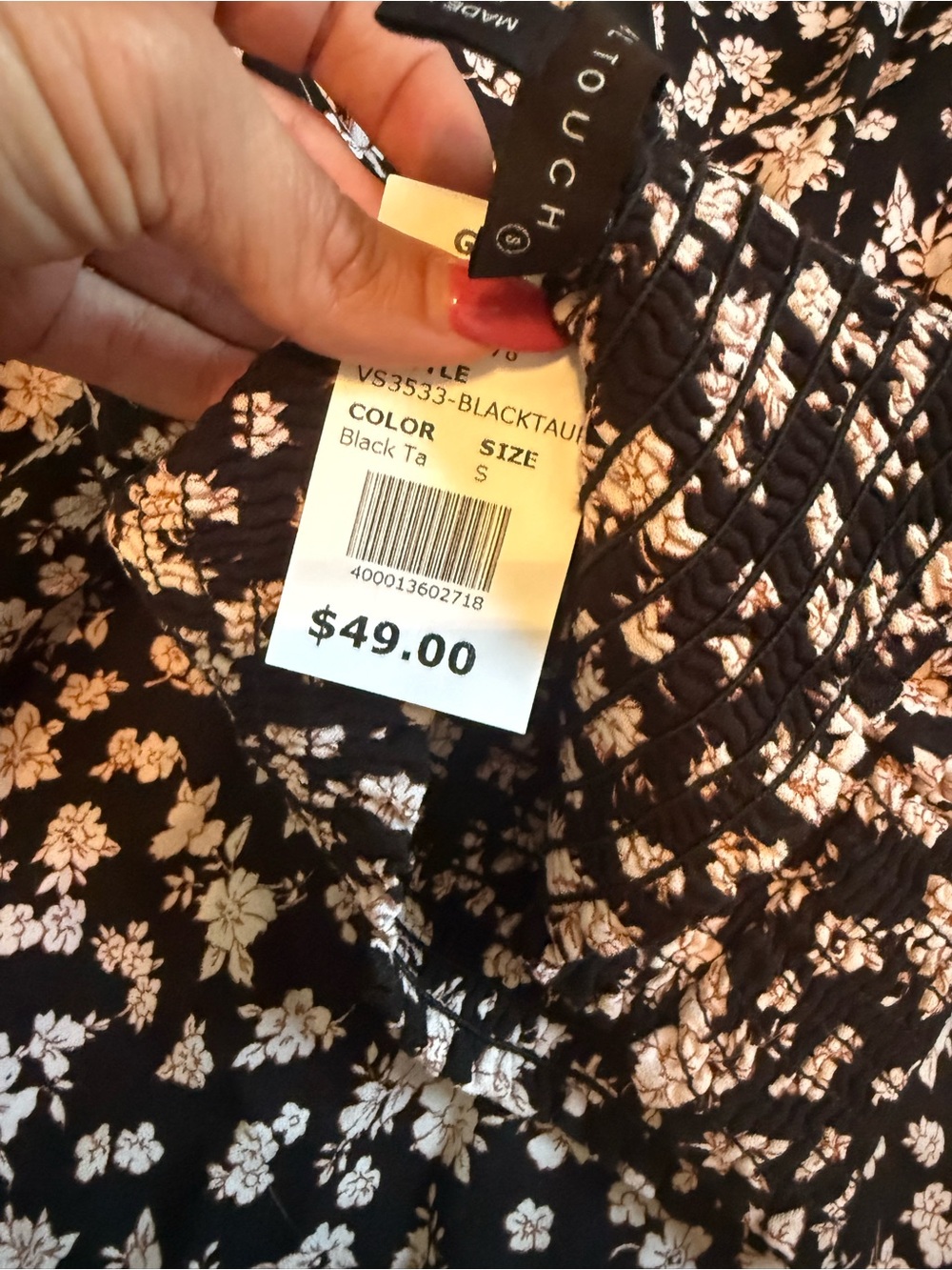 Final Touch Black Midi Skirt with Pink Floral Print - Picture 4 of 4